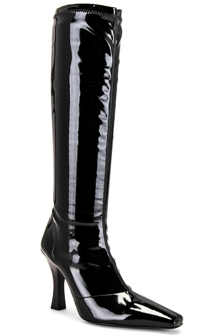 Helsa Snipped Toe Boots Faux Patent Leather Evening Party Preppy Winter Fall 7